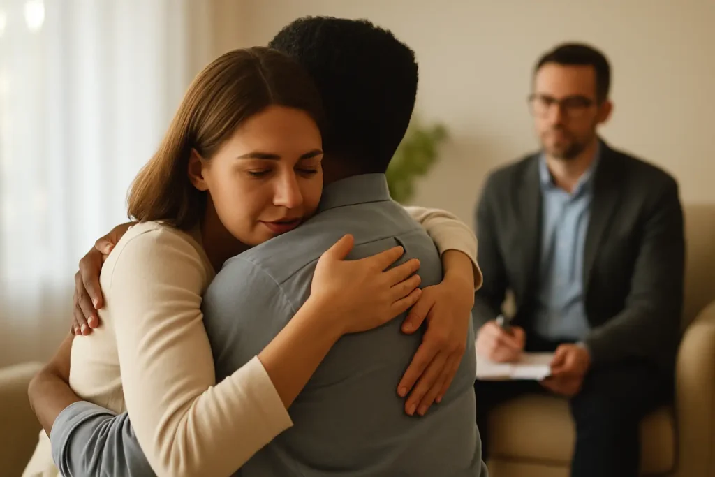 matrimonio abrazandose teparapia pareja psicologa